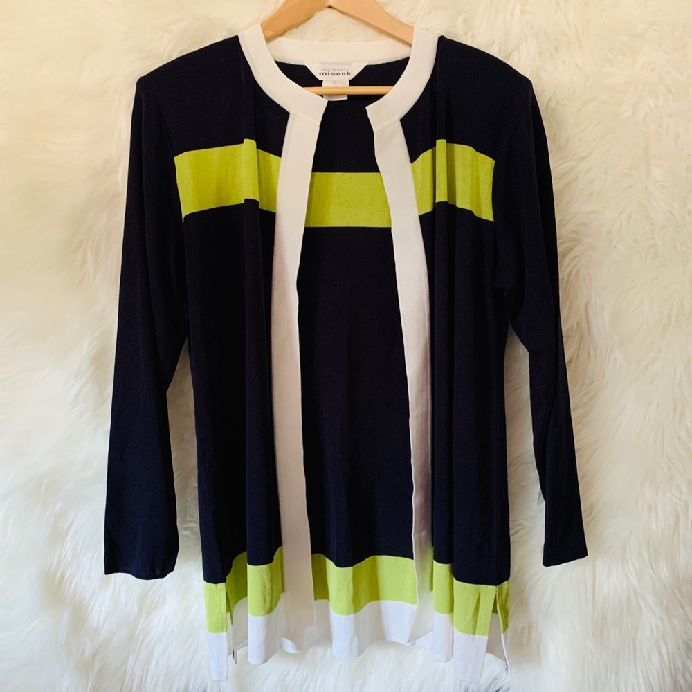 Exclusively Misook Striped Cardigan Women’s Large